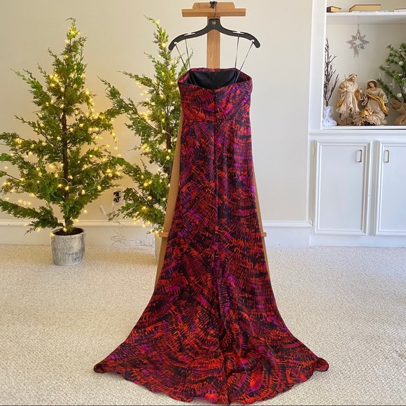 Worn once silk Carmen Marc Valvo pattern dress - Picture 6 of 9